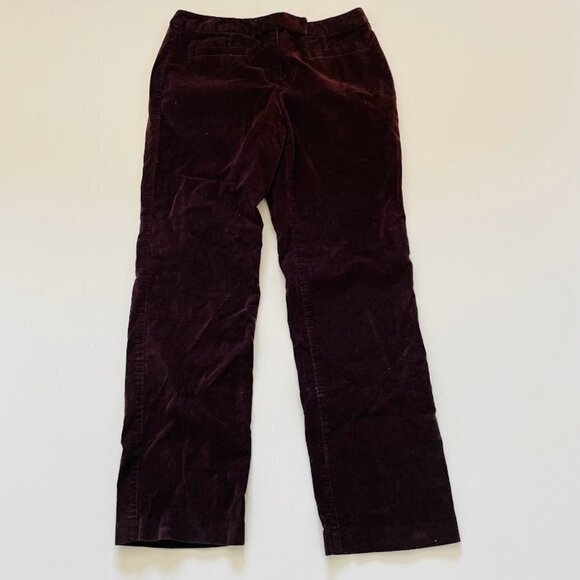 Talbots Pants Trouser Velvet Soft Stretch Brown Marron Winter Straight Petite 6 - Picture 1 of 8